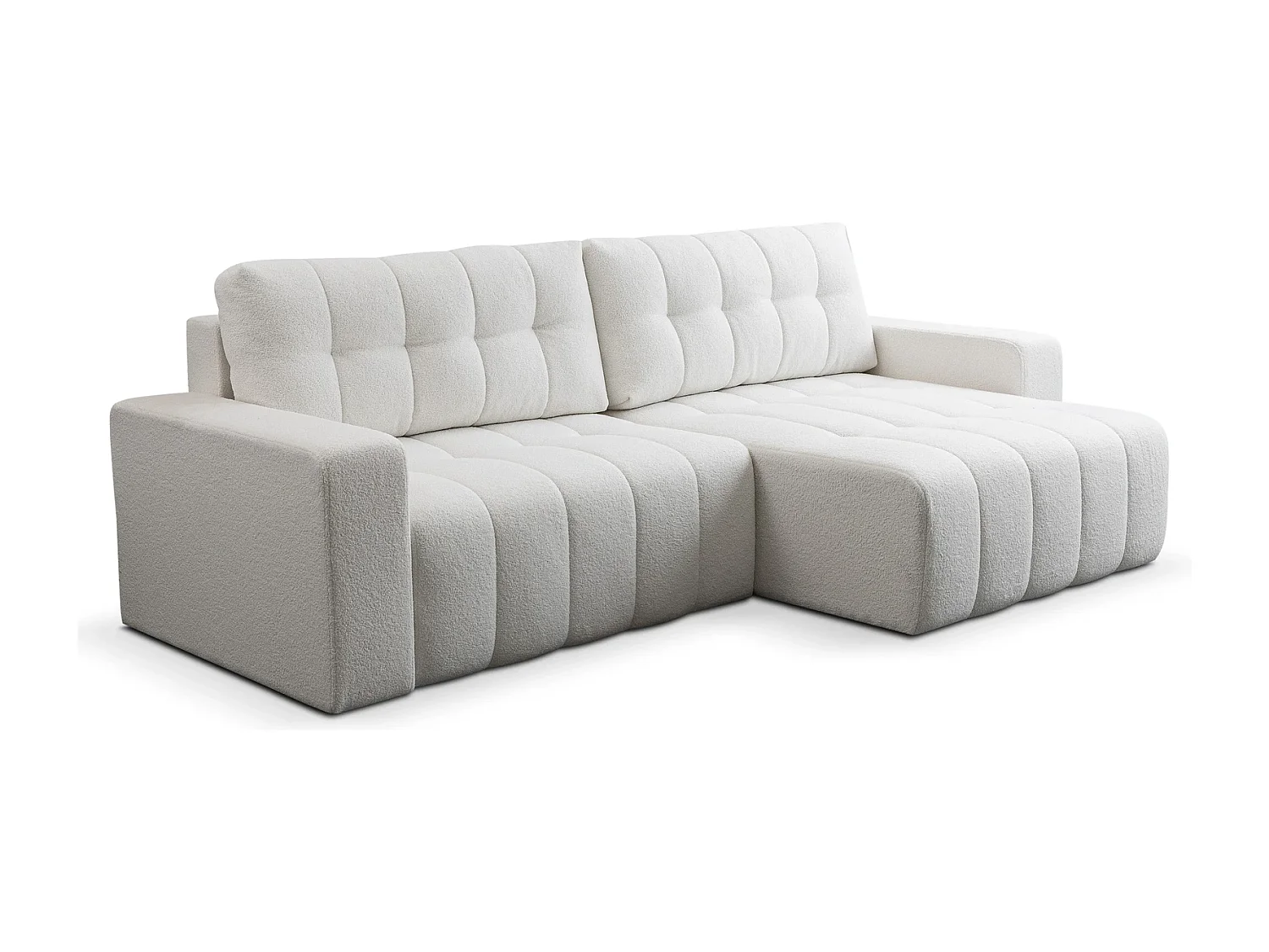 Ecksofa mit Schlaffunktion Palermo - Stoff Weiß Bravo 21 - Bettkasten