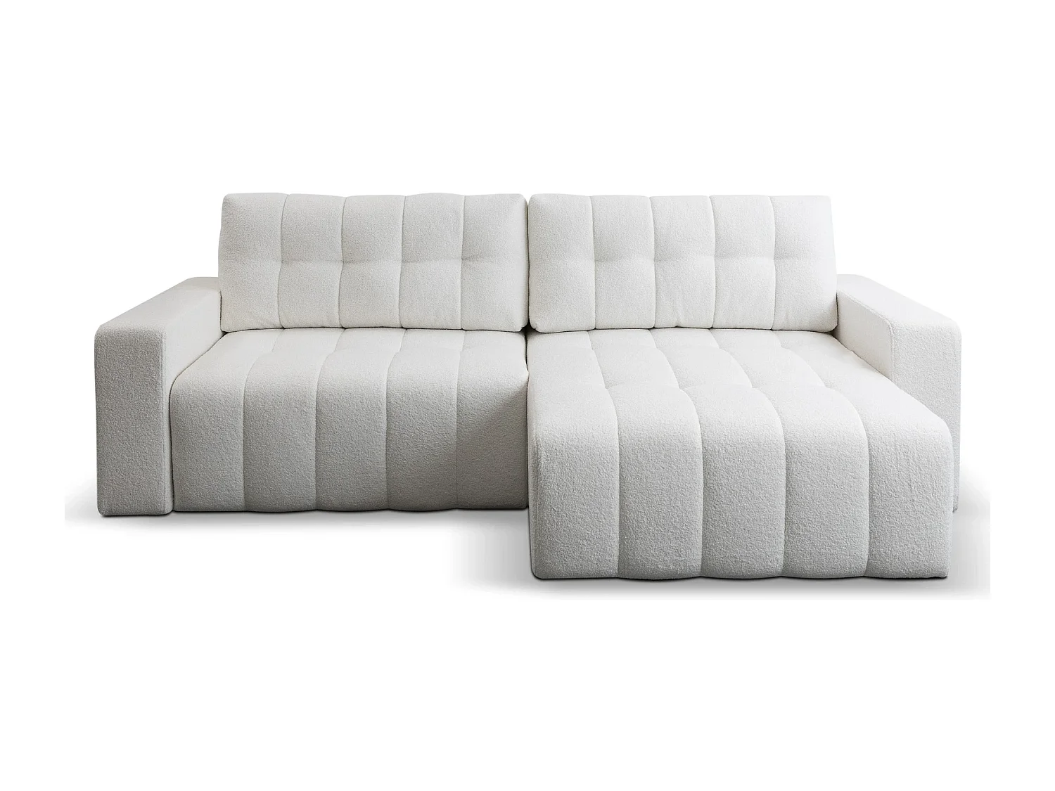 Ecksofa mit Schlaffunktion Palermo - Stoff Weiß Bravo 21 - Bettkasten