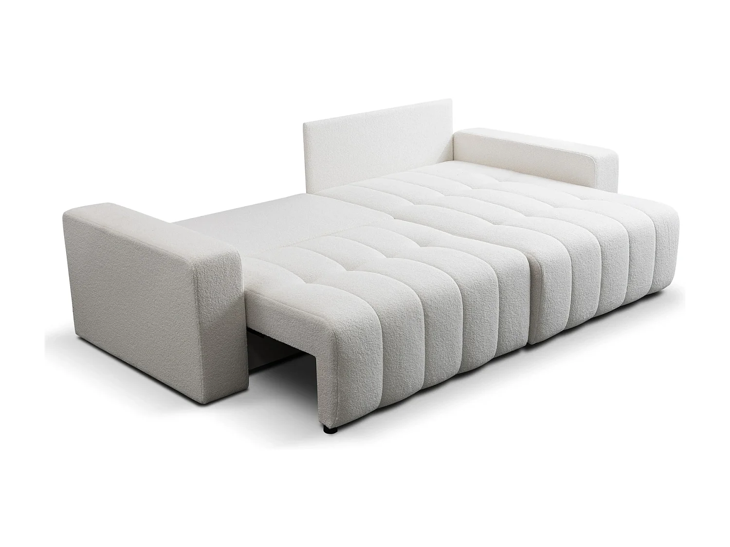 Ecksofa mit Schlaffunktion Palermo - Stoff Weiß Bravo 21 - Bettkasten