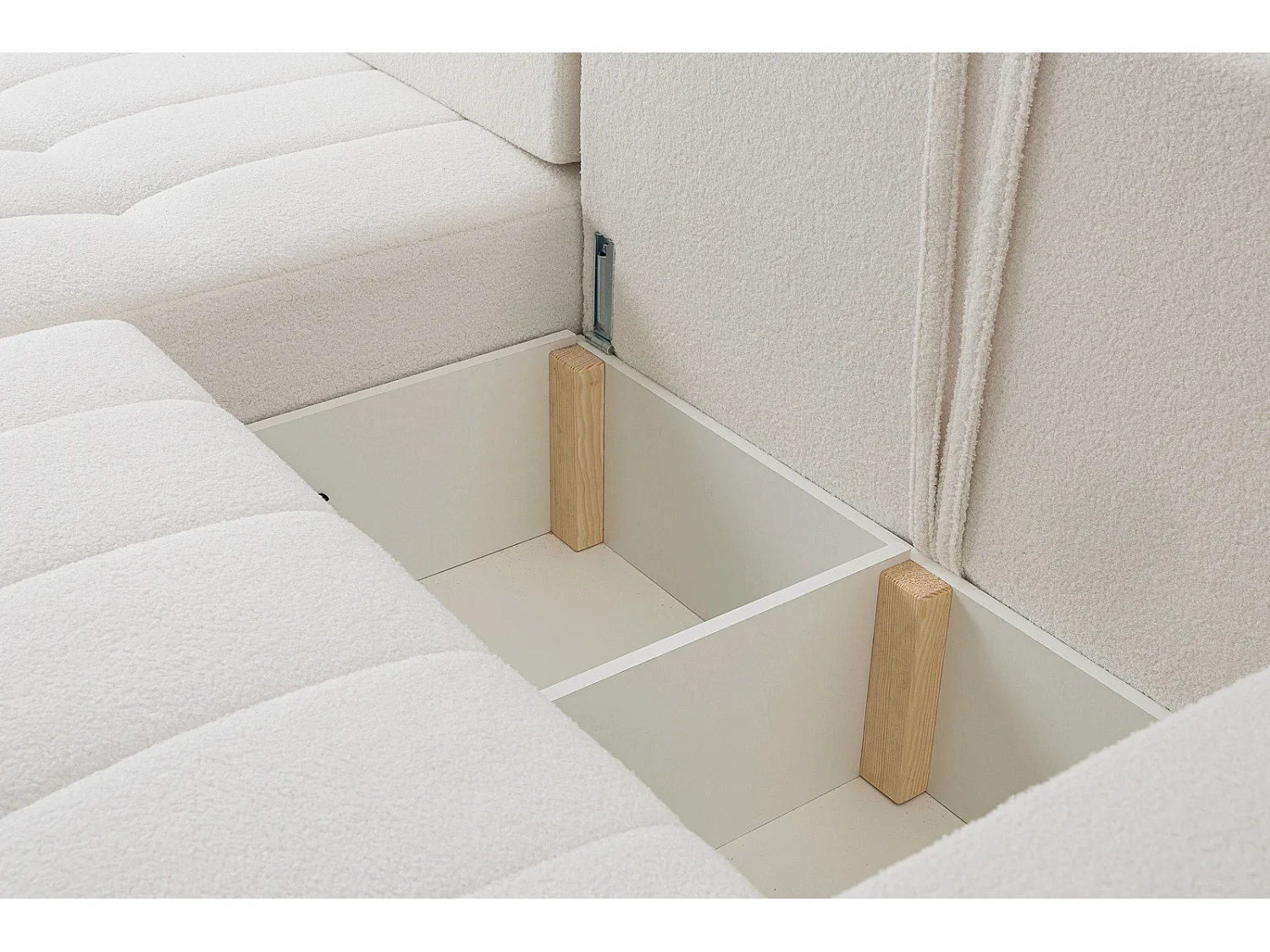 Ecksofa mit Schlaffunktion Palermo - Stoff Weiß Bravo 21 - Bettkasten