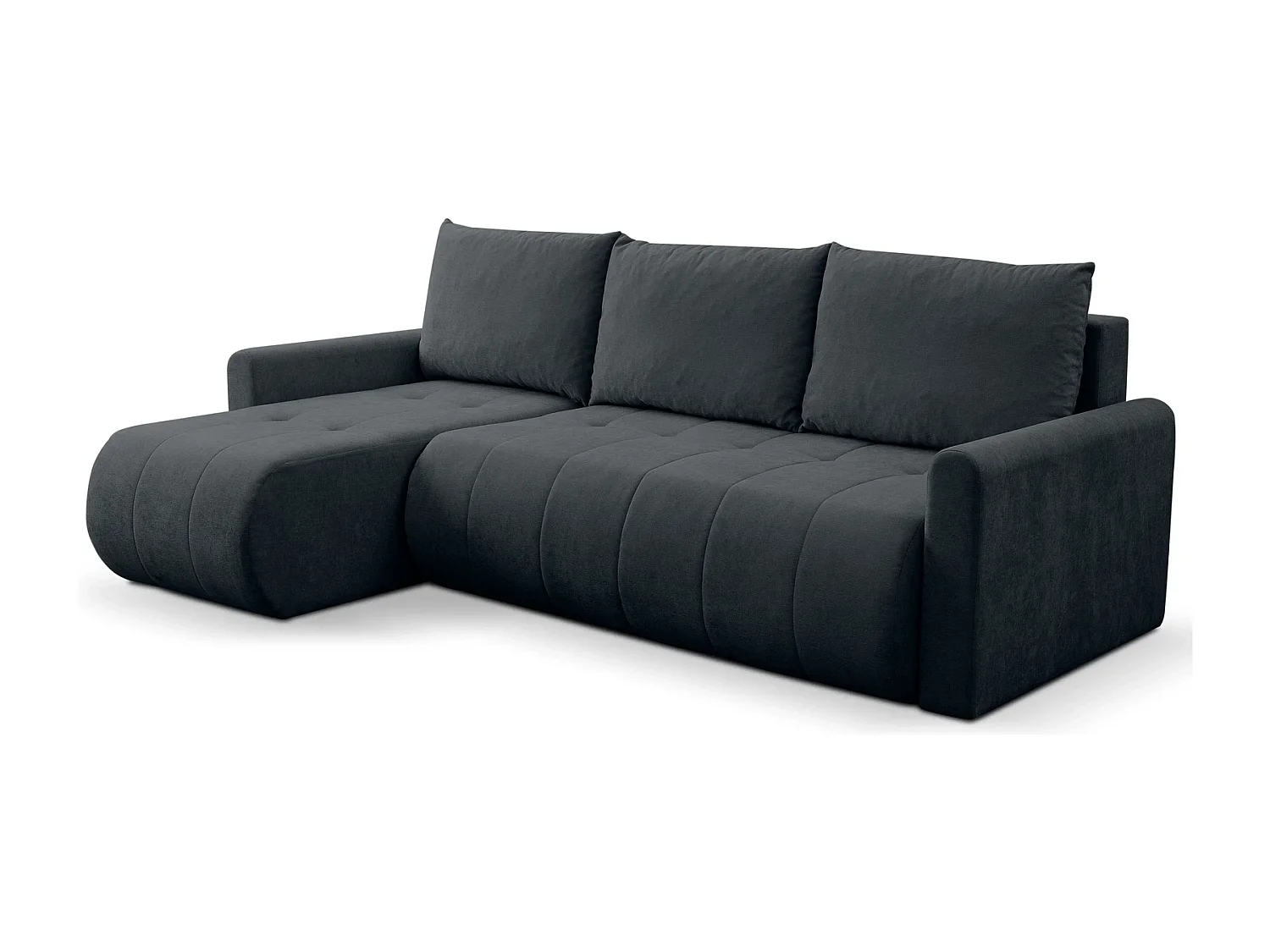 Hoekbank met Slaapfunctie Primo - Chenille Grafiet Wind 99 - Opbergruimte