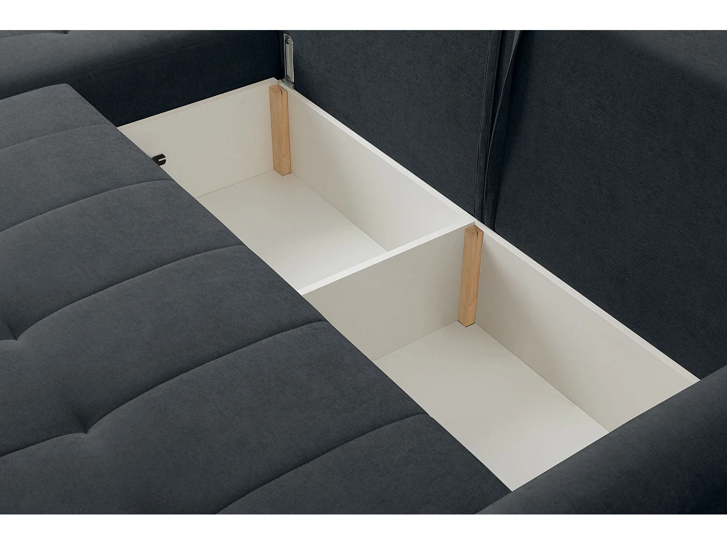 Hoekbank met Slaapfunctie Primo - Chenille Grafiet Wind 99 - Opbergruimte