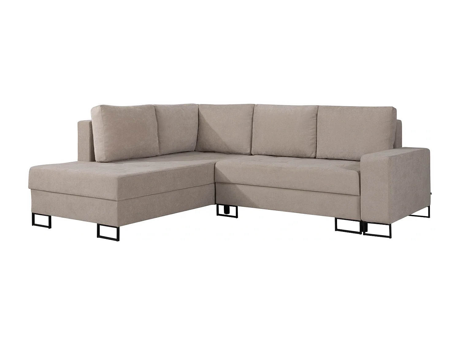 Hoekbank met Slaapfunctie Links Trevi - Chenille Beige Wind 05 - Metalen Poten