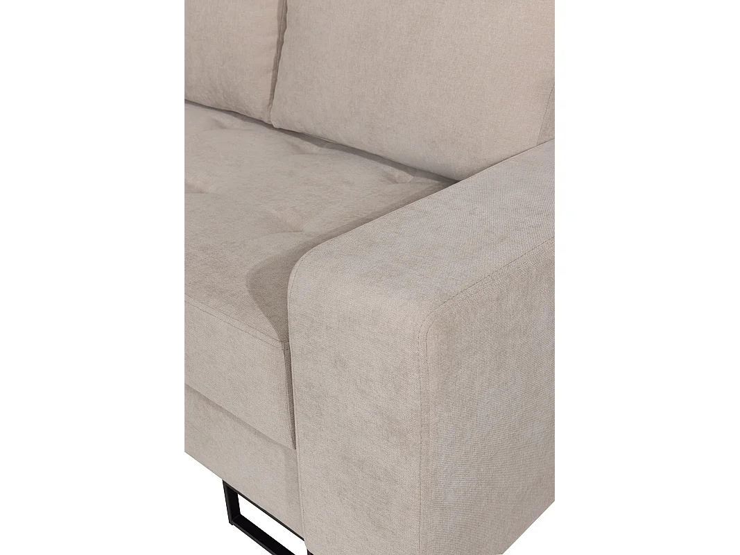 Hoekbank met Slaapfunctie Links Trevi - Chenille Beige Wind 05 - Metalen Poten