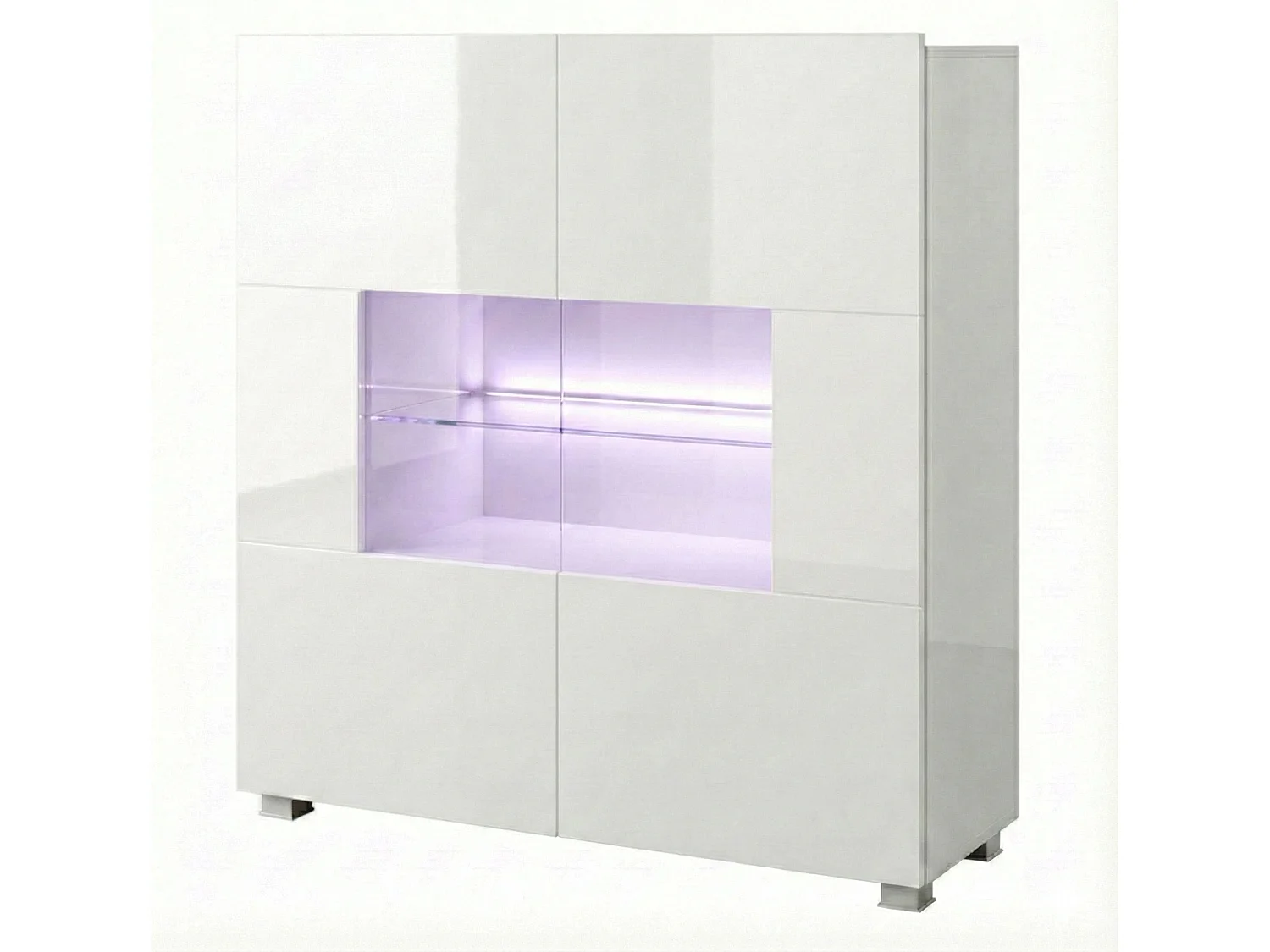 Opbergkast Montreal 100 cm - Wit Hoogglans - Incl. Blauwe LED