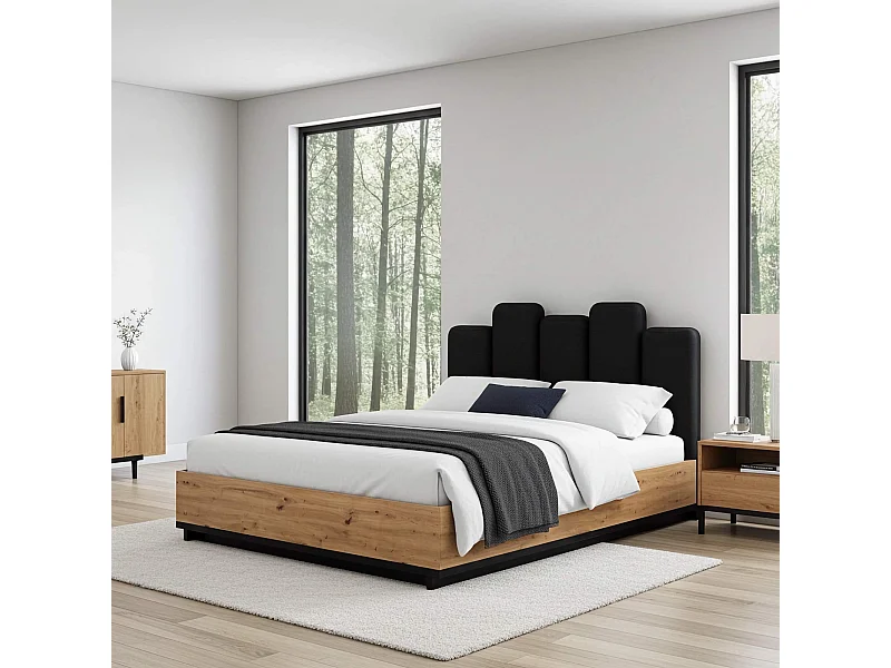 Tweepersoonsbed Zonda 160 x 200 cm - Artisan Eiken / Antraciet - Incl. Pocketmatras