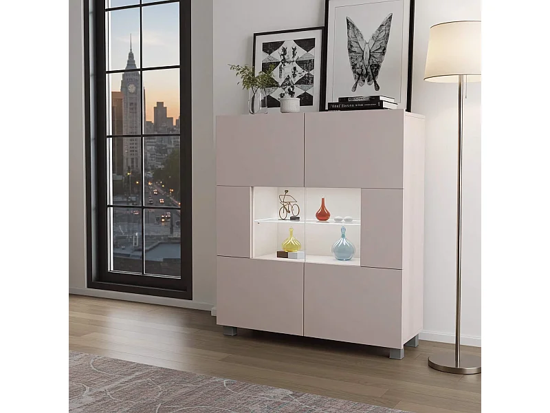 Dressoir Montreal 100 cm - Kasjmier - Witte LED