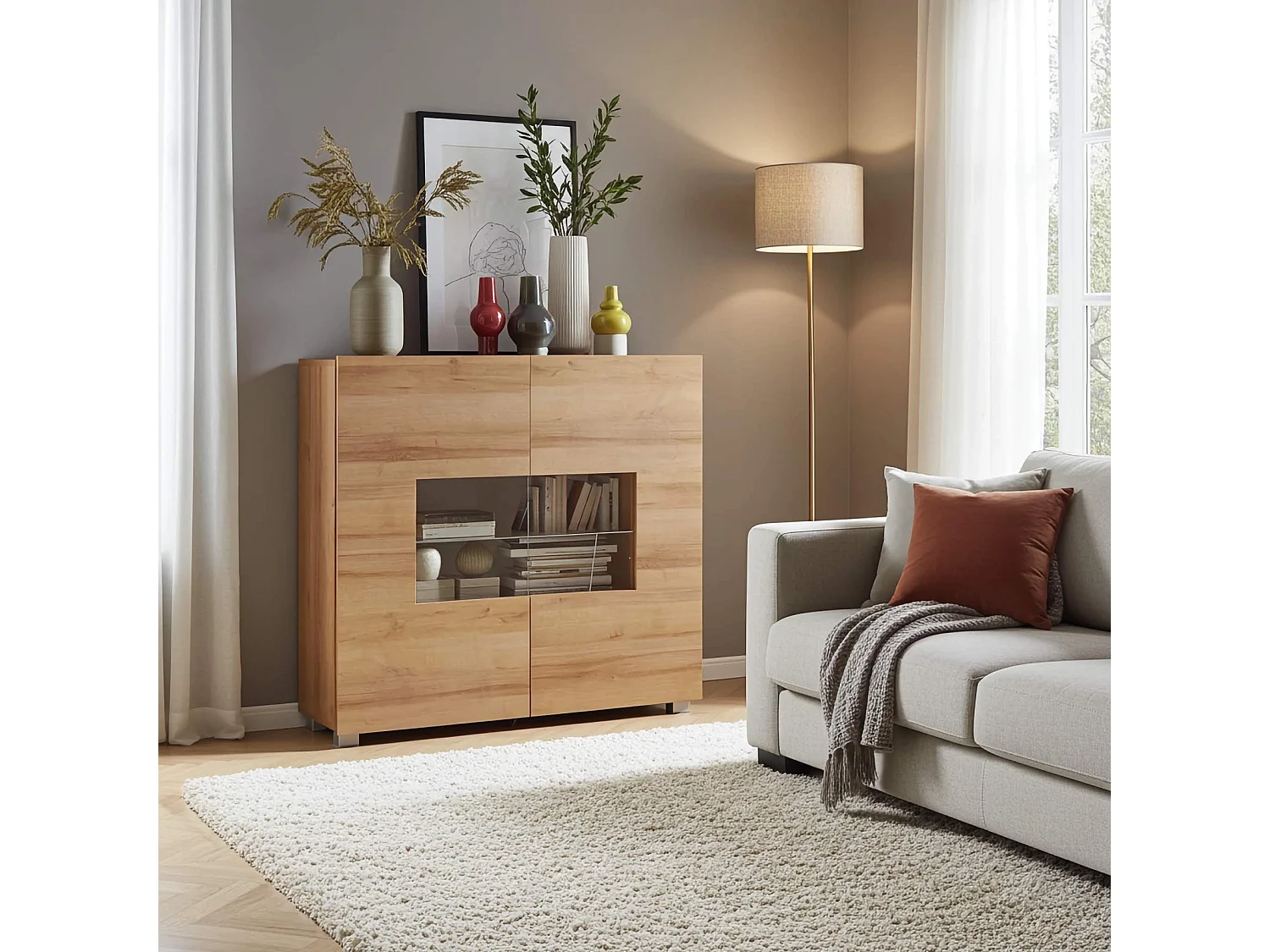 Commode Haute Montreal 100 cm - Chêne Doré