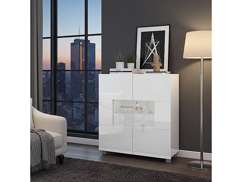 Commode Haute Montreal 100 cm - Blanc Brillant