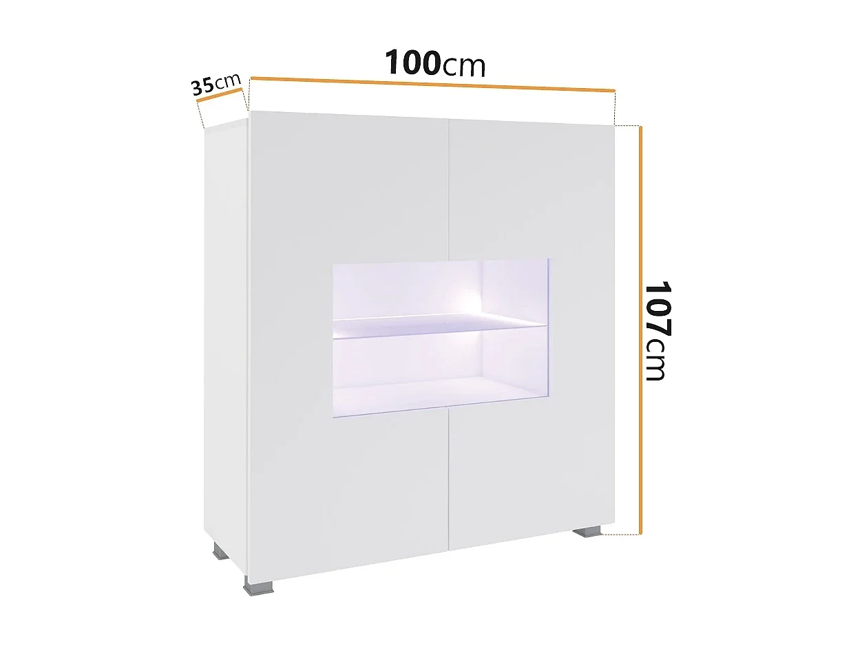 Commode Haute Montreal 100 cm - Chêne Doré - LED Bleue Incluse