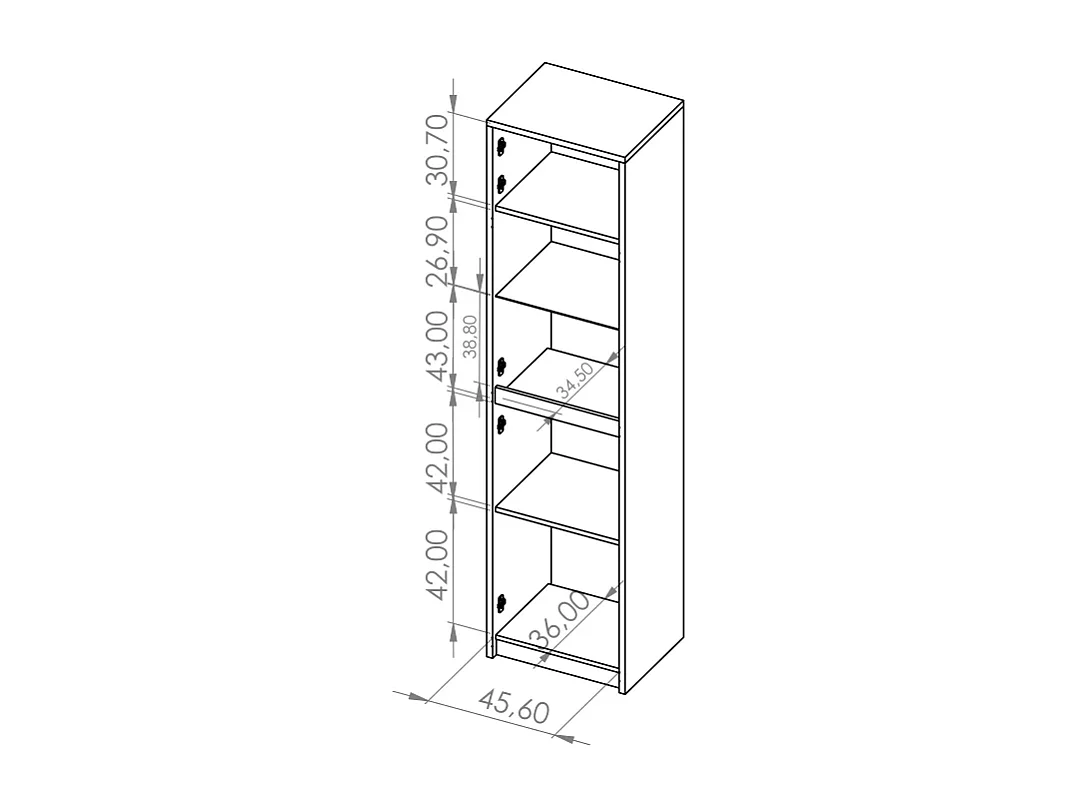 Vitrine Martin 50 cm - Eiche Monastery / Schwarz Hochglanz