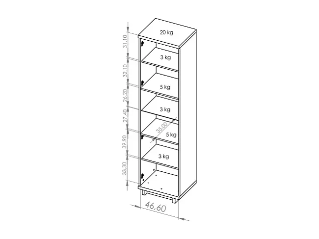 Hochvitrine Zonda 50 - Eiche Artisan / Anthrazit - Inkl. LED-Beleuchtung