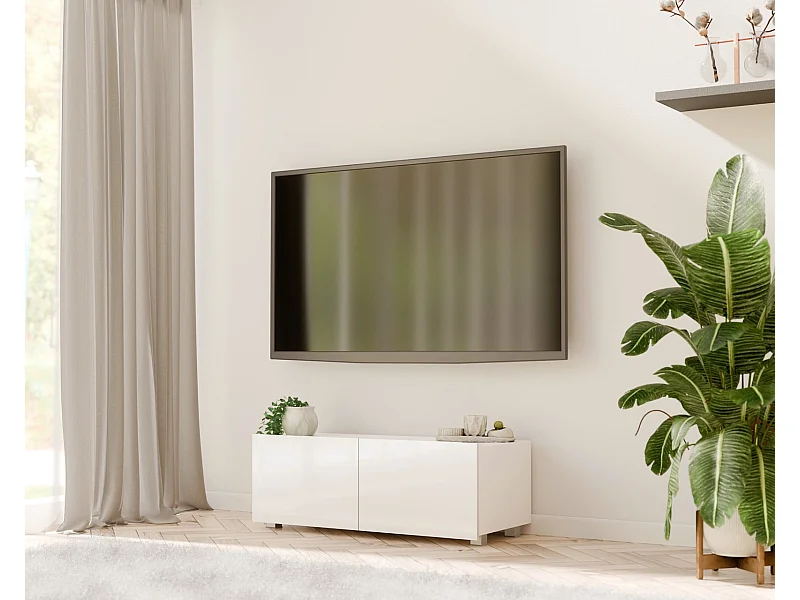 TV-Meubel Montreal 100 cm - Wit / Wit Hoogglans - Hangend of Staand