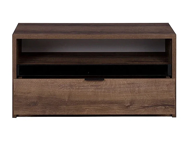 Petit Meuble TV Martin 90 cm - Chêne Monastery / Noir Brillant - 1 Tiroir