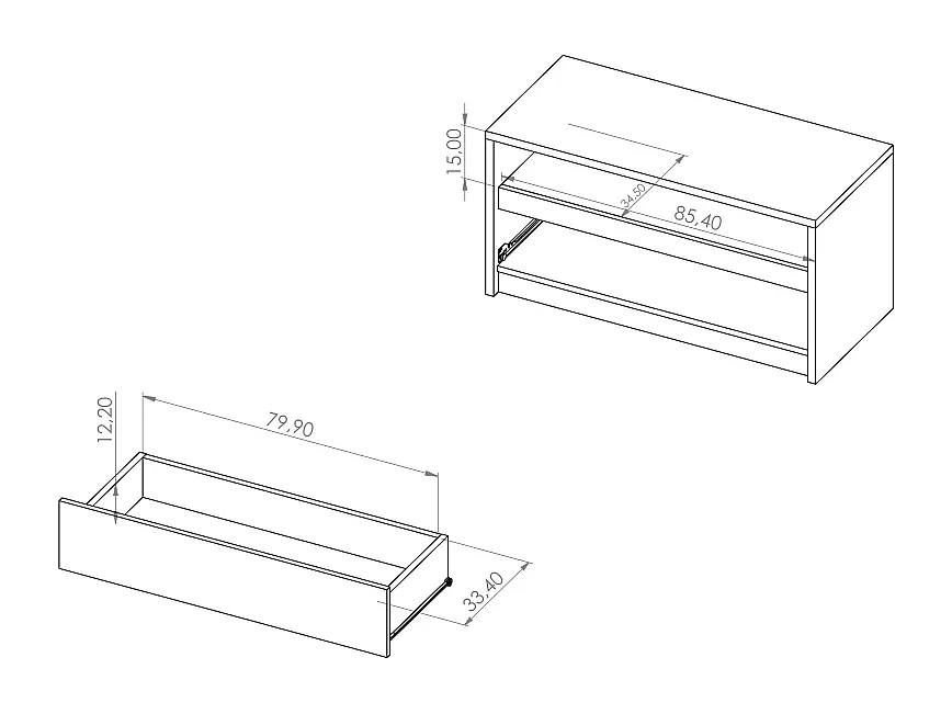 Petit Meuble TV Martin 90 cm - Chêne Monastery / Noir Brillant - 1 Tiroir