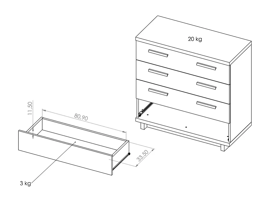 Commode Zonda K4SZ - 90 cm - Artisan Eiken / Antraciet