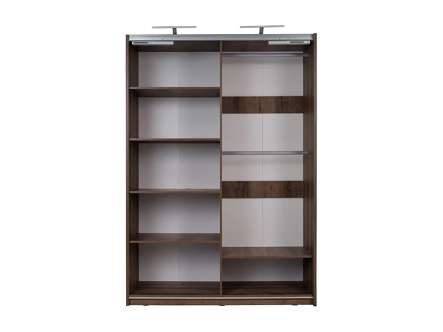 Schuifdeurkast Martin 150 cm - Monastery Eiken / Zwart Hoogglans - Incl. LED