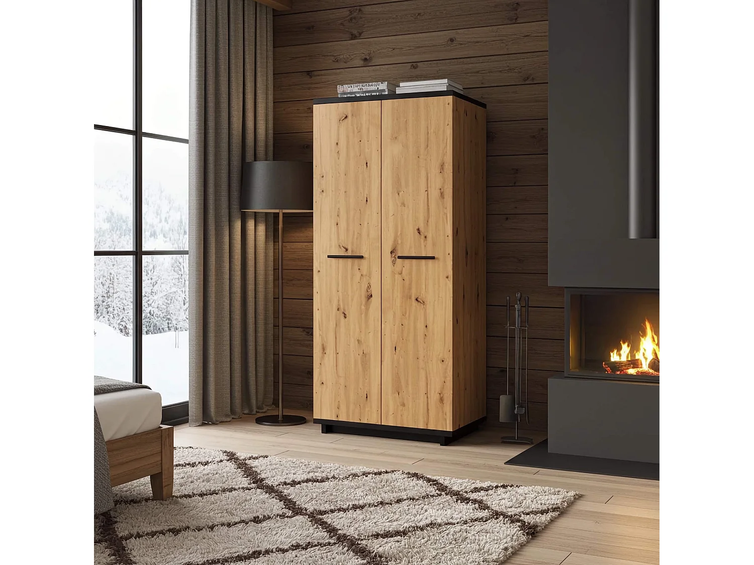 Kledingkast Zonda SZ2D - 90 cm - Artisan Eiken / Antraciet