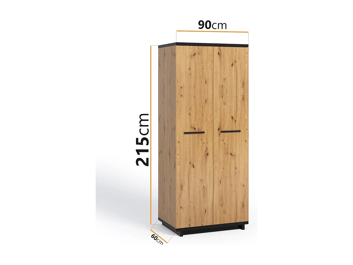 Kledingkast Zonda SZ2D - 90 cm - Artisan Eiken / Antraciet