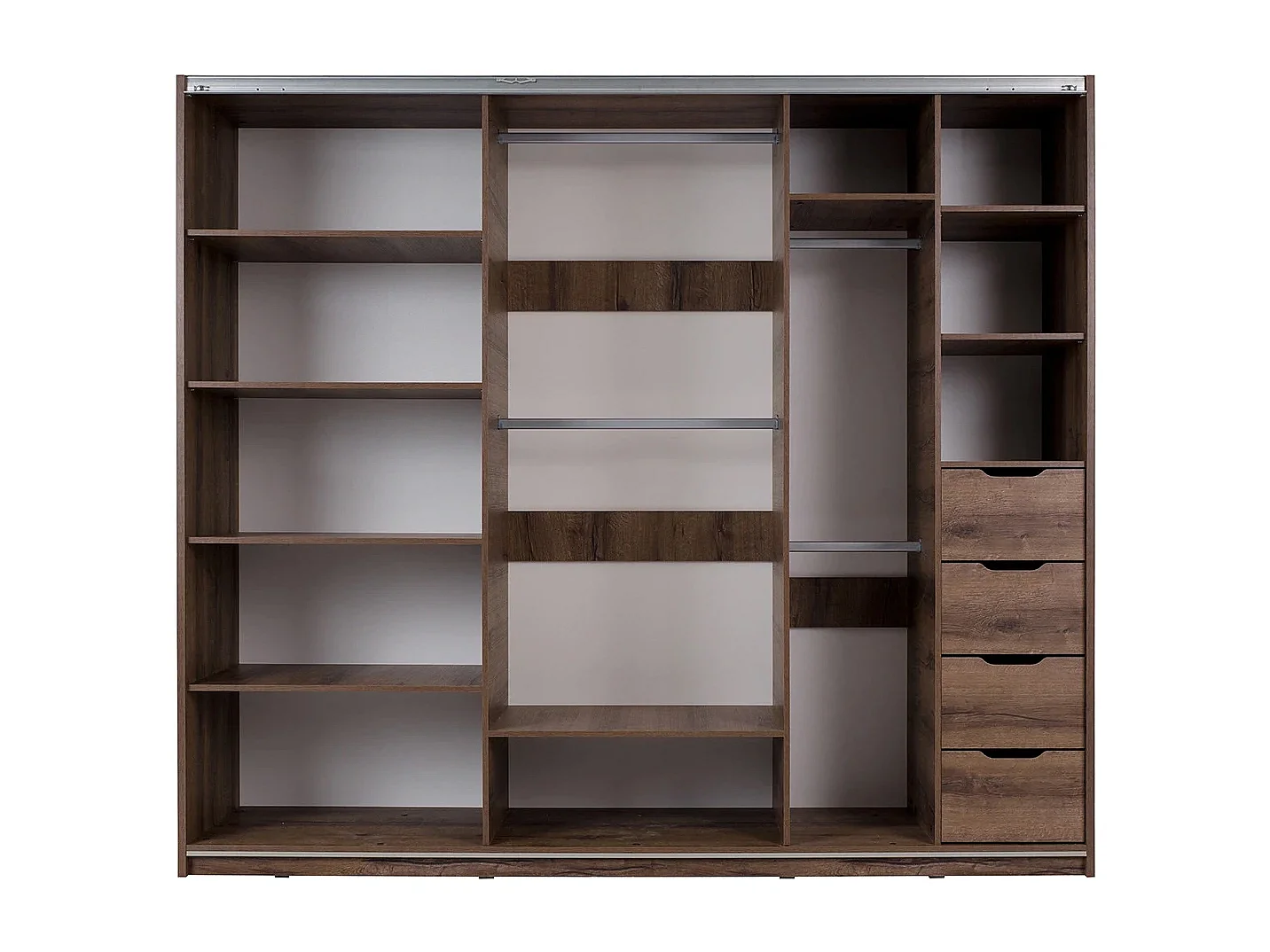 Schuifdeurkast Martin 250 cm - Monastery Eiken / Zwart Hoogglans - Met Spiegel