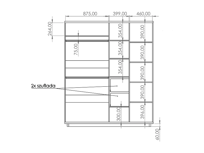 Kledingkast Zonda SZ4D - 180 cm - Artisan Eiken / Antraciet - Spiegel