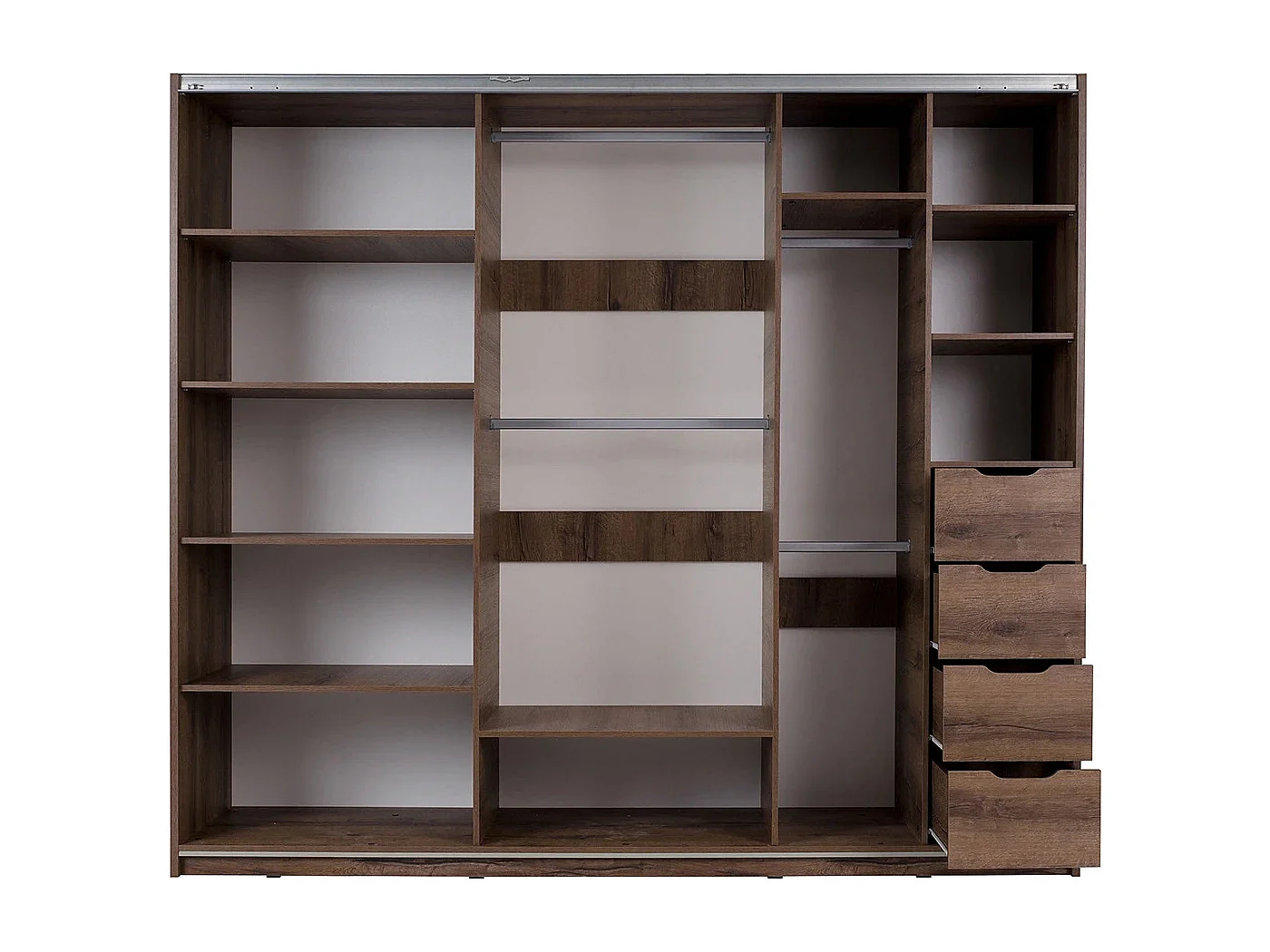 Schuifdeurkast Martin 250 cm - Monastery Eiken / Zwart Hoogglans - Spiegel & LED