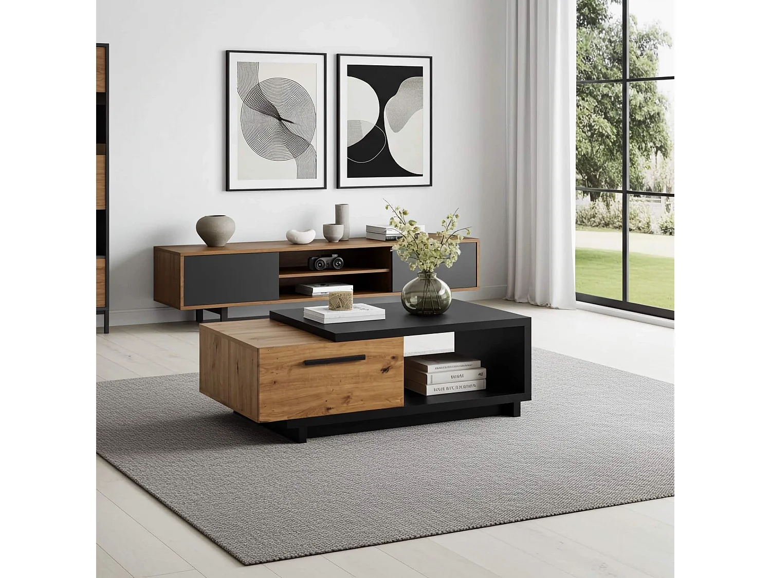 Salontafel Zonda 90 - Artisan Eiken / Antraciet