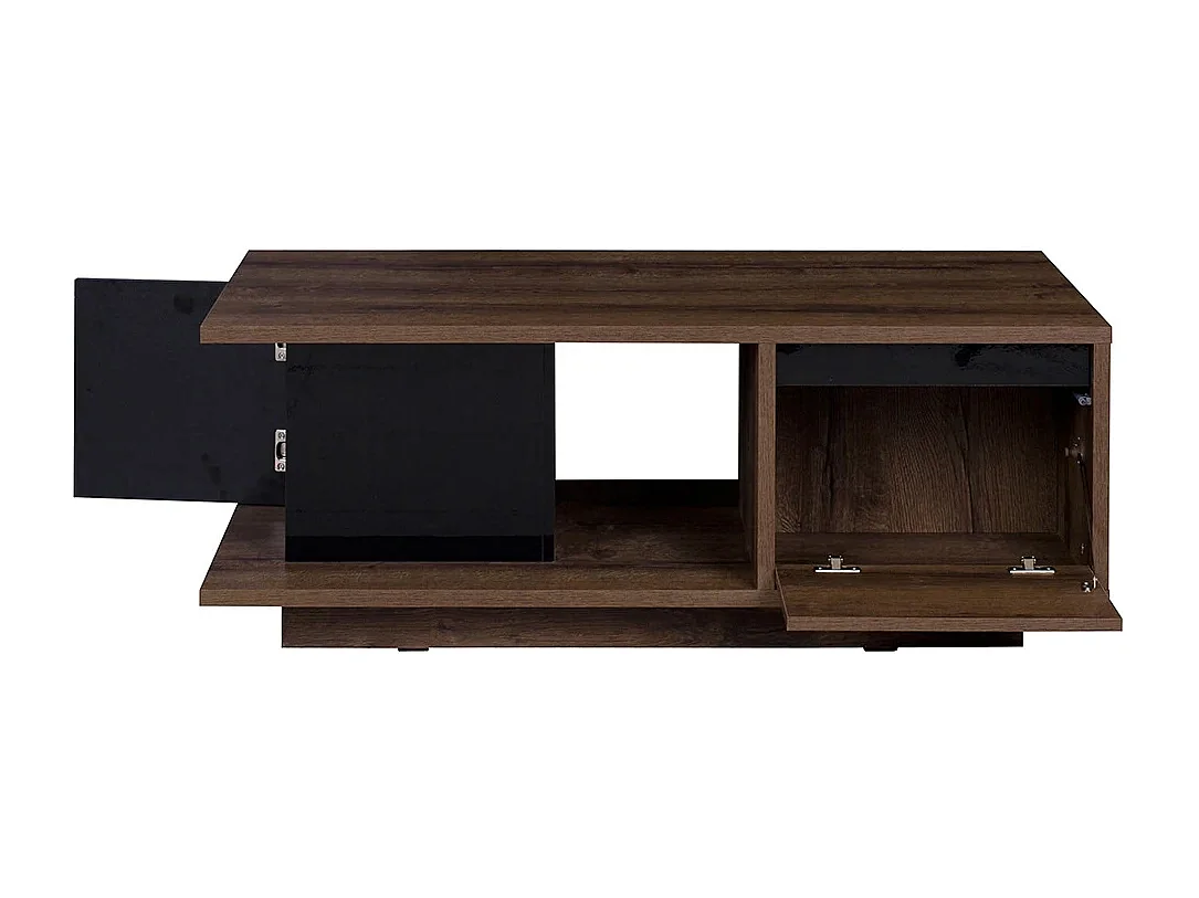 Salontafel Martin 120 cm - Monastery Eiken / Zwart Hoogglans - 3 Opbergvakken