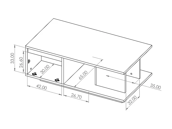 Salontafel Martin 120 cm - Monastery Eiken / Zwart Hoogglans - 3 Opbergvakken