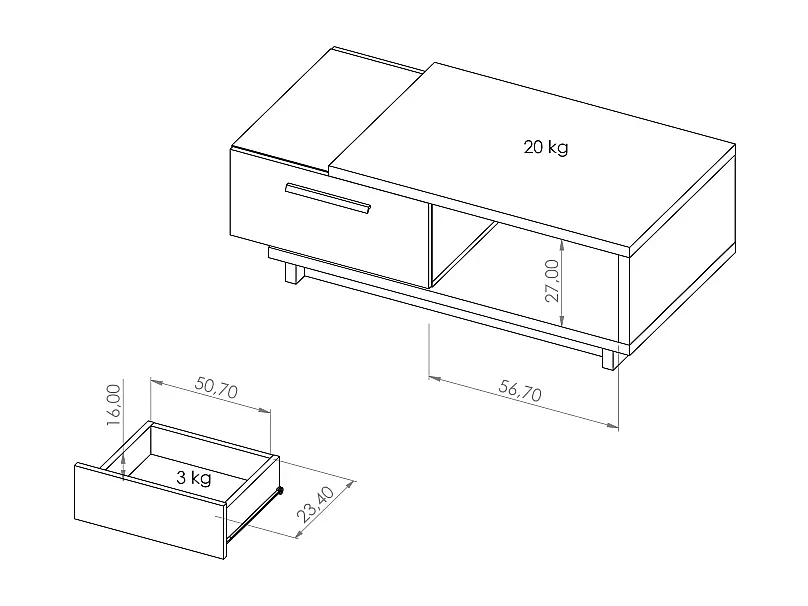 Salontafel Zonda 120 - Artisan Eiken / Antraciet