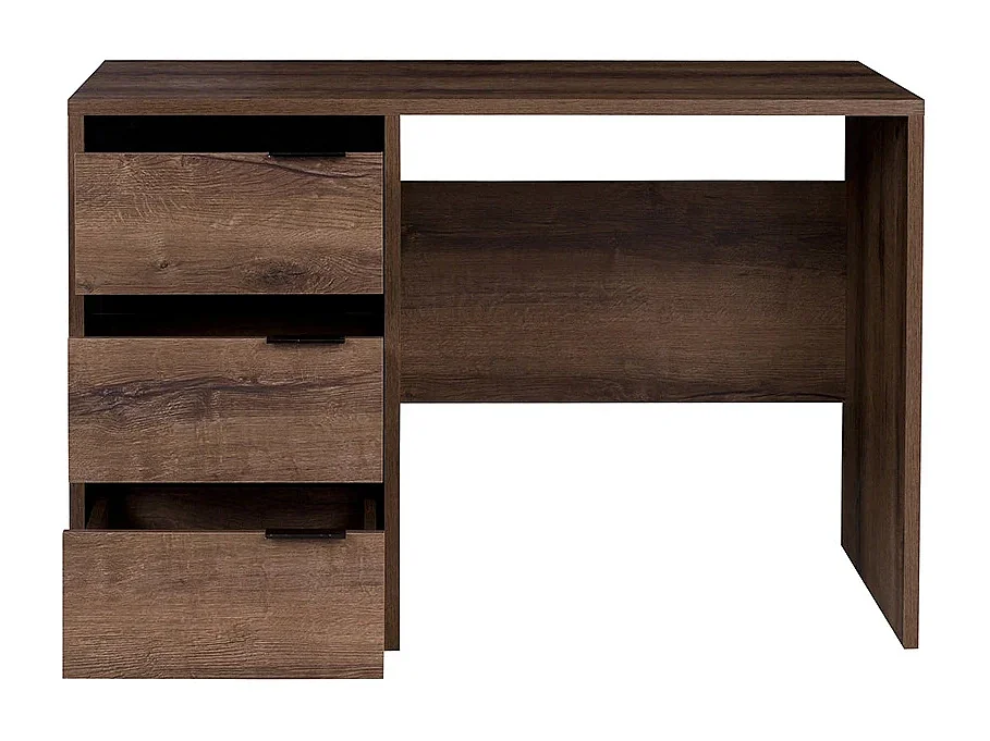 Bureau Martin 120 cm - Monastery Eiken / Zwart Hoogglans - 3 Laden