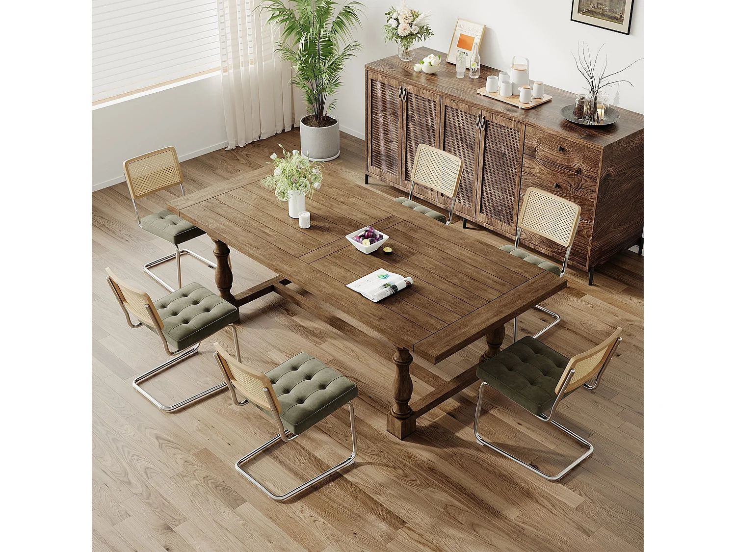 Lot de 2 Chaises -Réinventez vos repas avec une chaise au confort raffiné-Vert