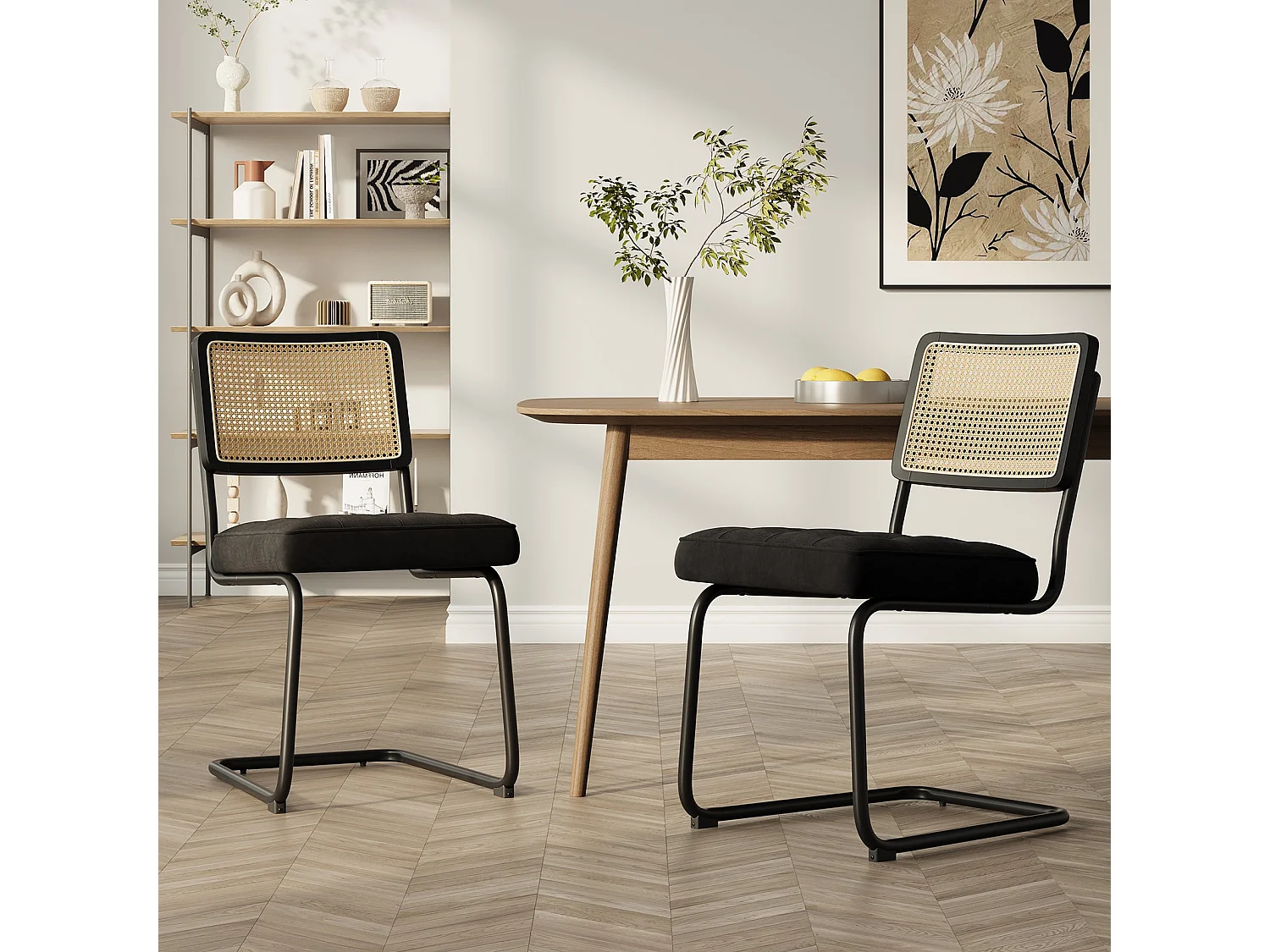 Lot de 2 Chaises -Réinventez vos repas avec une chaise au confort raffiné-Noir