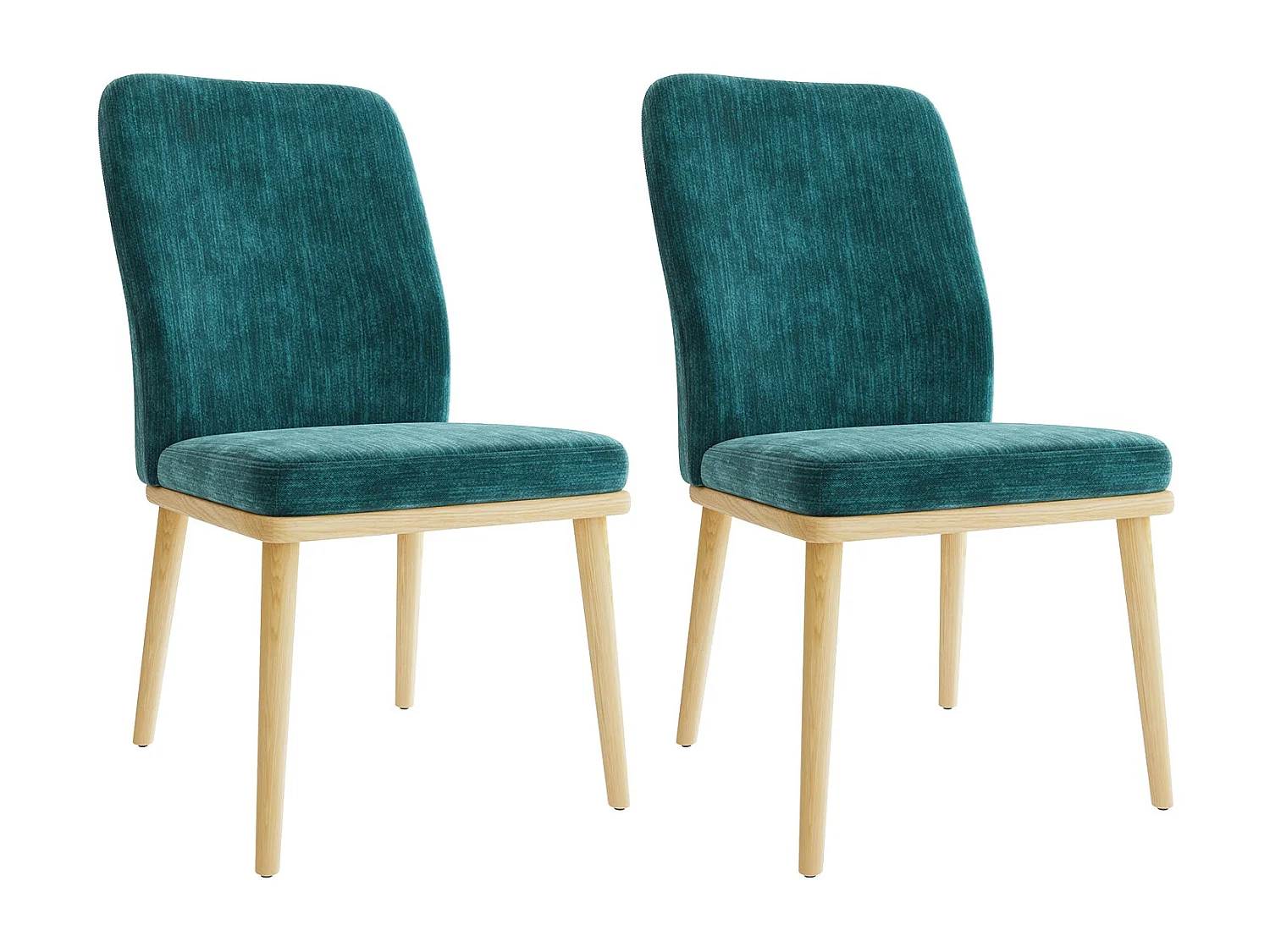 Lot de 2 chaises de salle à manger vintage grises à dossier haut, structure en bois - Vert