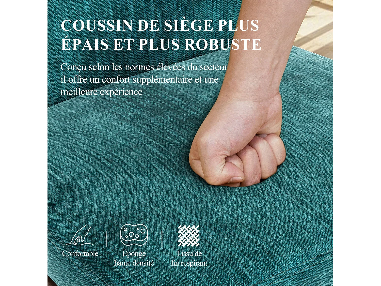 Lot de 2 chaises de salle à manger vintage grises à dossier haut, structure en bois - Vert