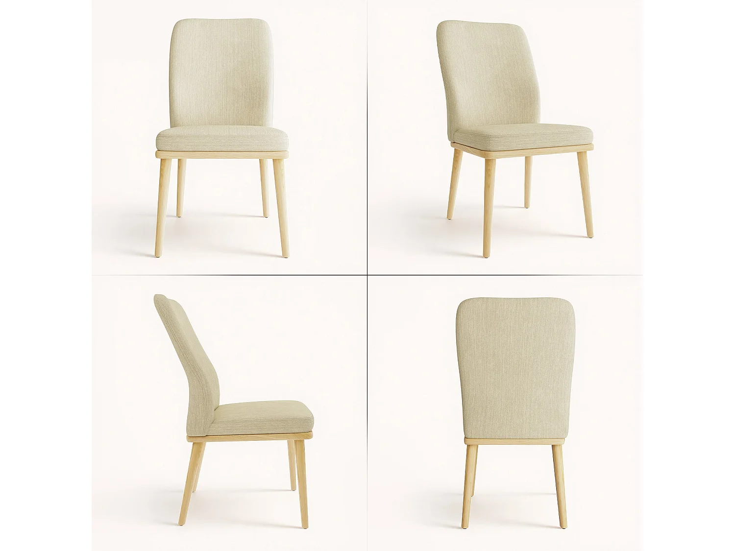 Lot de 2 chaises de salle à manger vintage grises à dossier haut, structure en bois - Beige