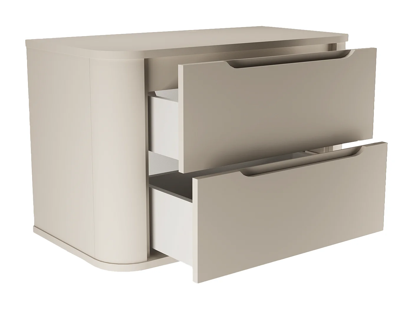 Ensemble de salle de bain en cachemire 60 cm Armoire avec plateau Colonne Côtés arrondis et plateau