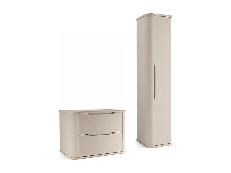 Ensemble de salle de bain en cachemire 60 cm Armoire avec plateau Colonne Côtés arrondis et plateau