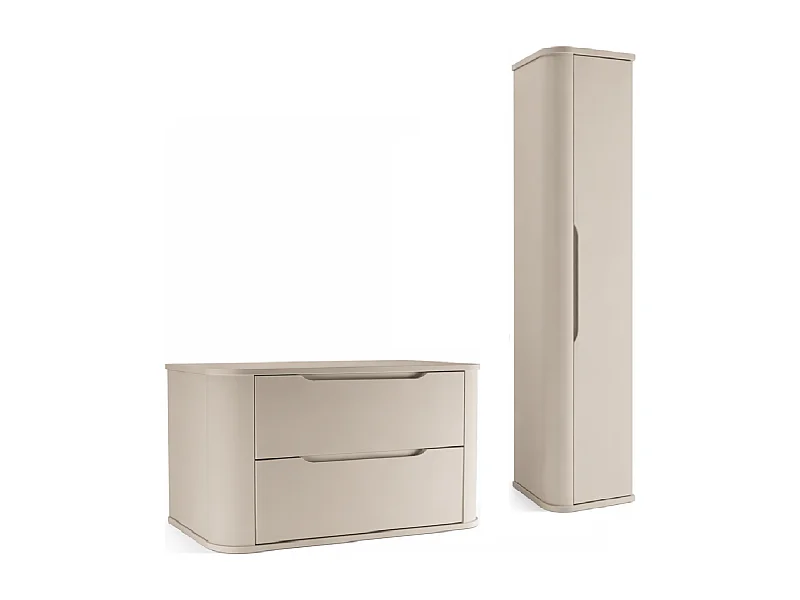 Ensemble de salle de bain en cachemire 100 cm Armoire avec plateau Colonne Côtés arrondis et plateau