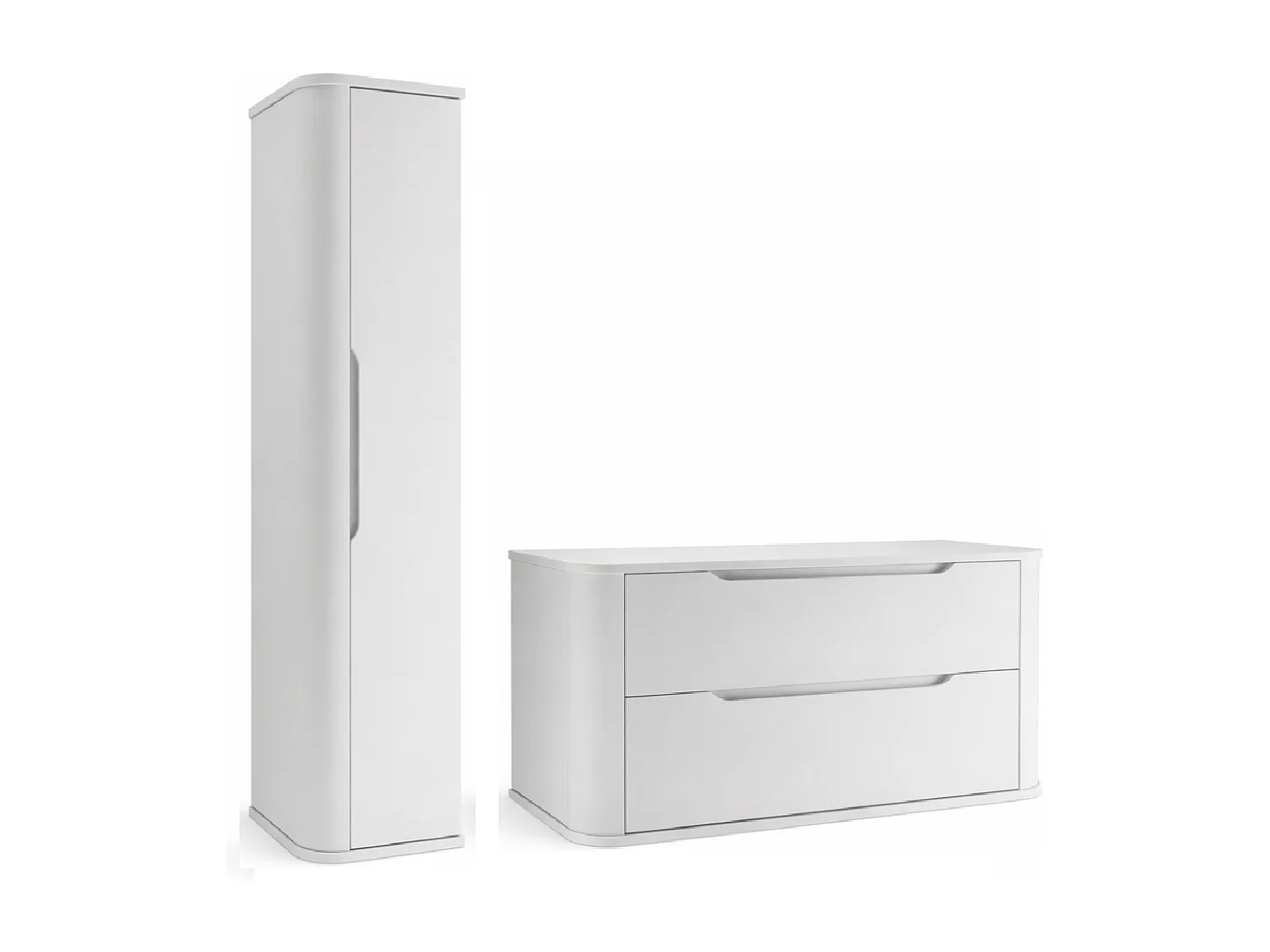 Ensemble de salle de bain blanc 120 cm Armoire avec plateau Colonne Côtés arrondis et plateau