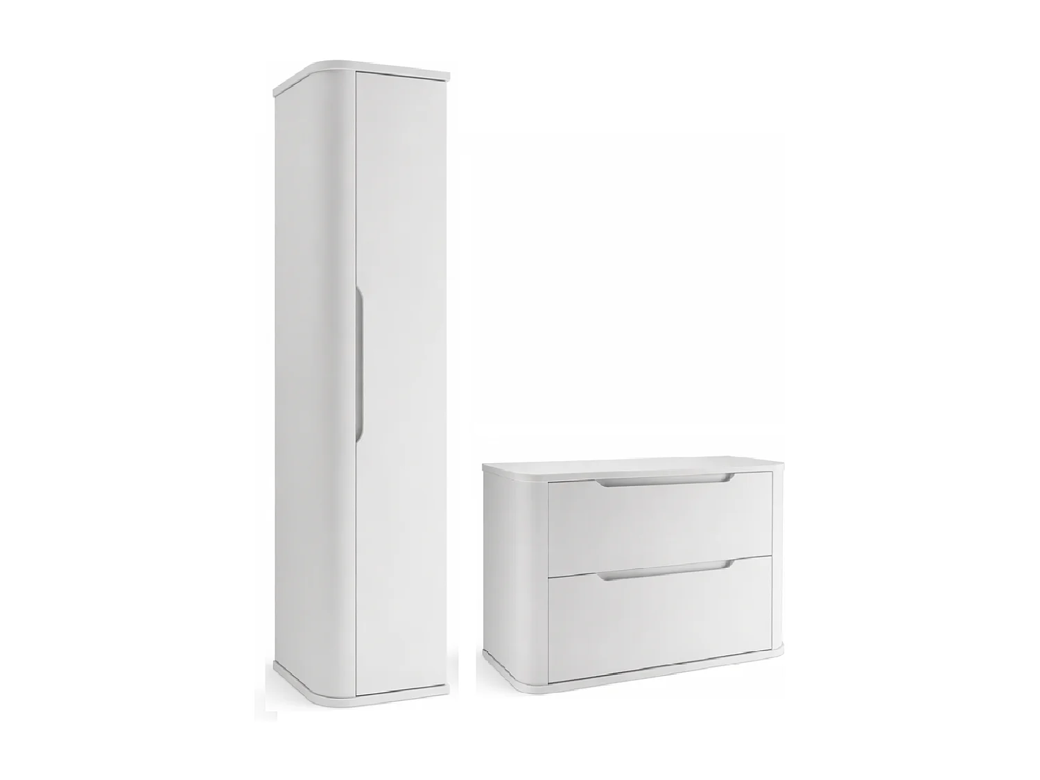 Ensemble de salle de bain blanc 60 cm Armoire avec plateau Colonne Côtés arrondis et plateau