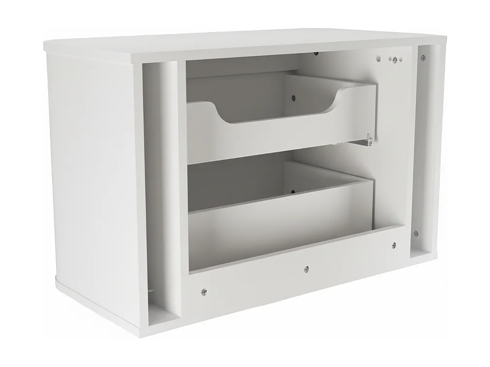 Ensemble de salle de bain blanc 60 cm Armoire avec plateau Colonne Côtés arrondis et plateau