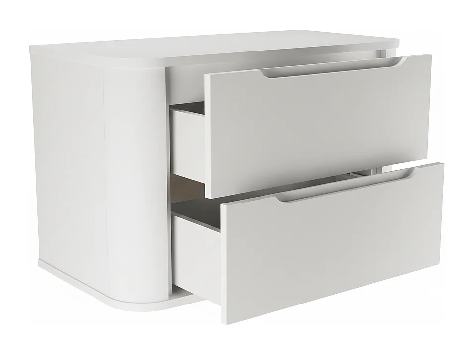 Ensemble de salle de bain blanc 60 cm Armoire avec plateau Colonne Côtés arrondis et plateau
