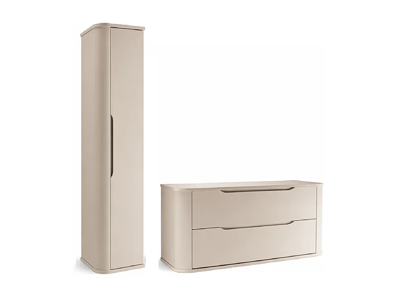 Ensemble de salle de bain en cachemire 120 cm Armoire avec plateau Colonne Côtés arrondis et plateau