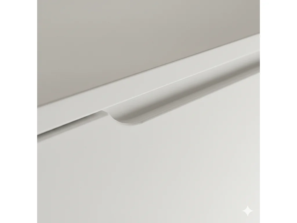 Set da bagno bianco 80 cm Mobile con piano Colonna Lati arrotondati e piano