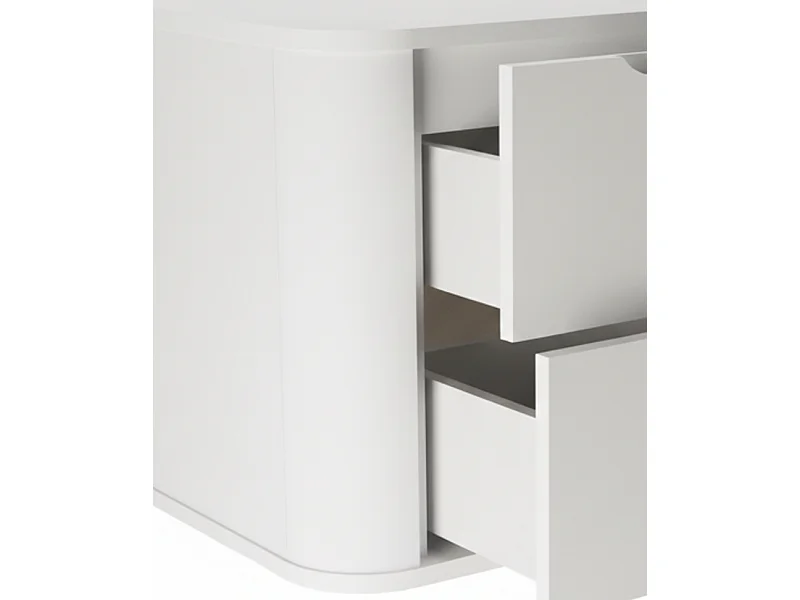 Ensemble de salle de bain blanc 100 cm Armoire avec plateau Colonne Côtés arrondis et plateau