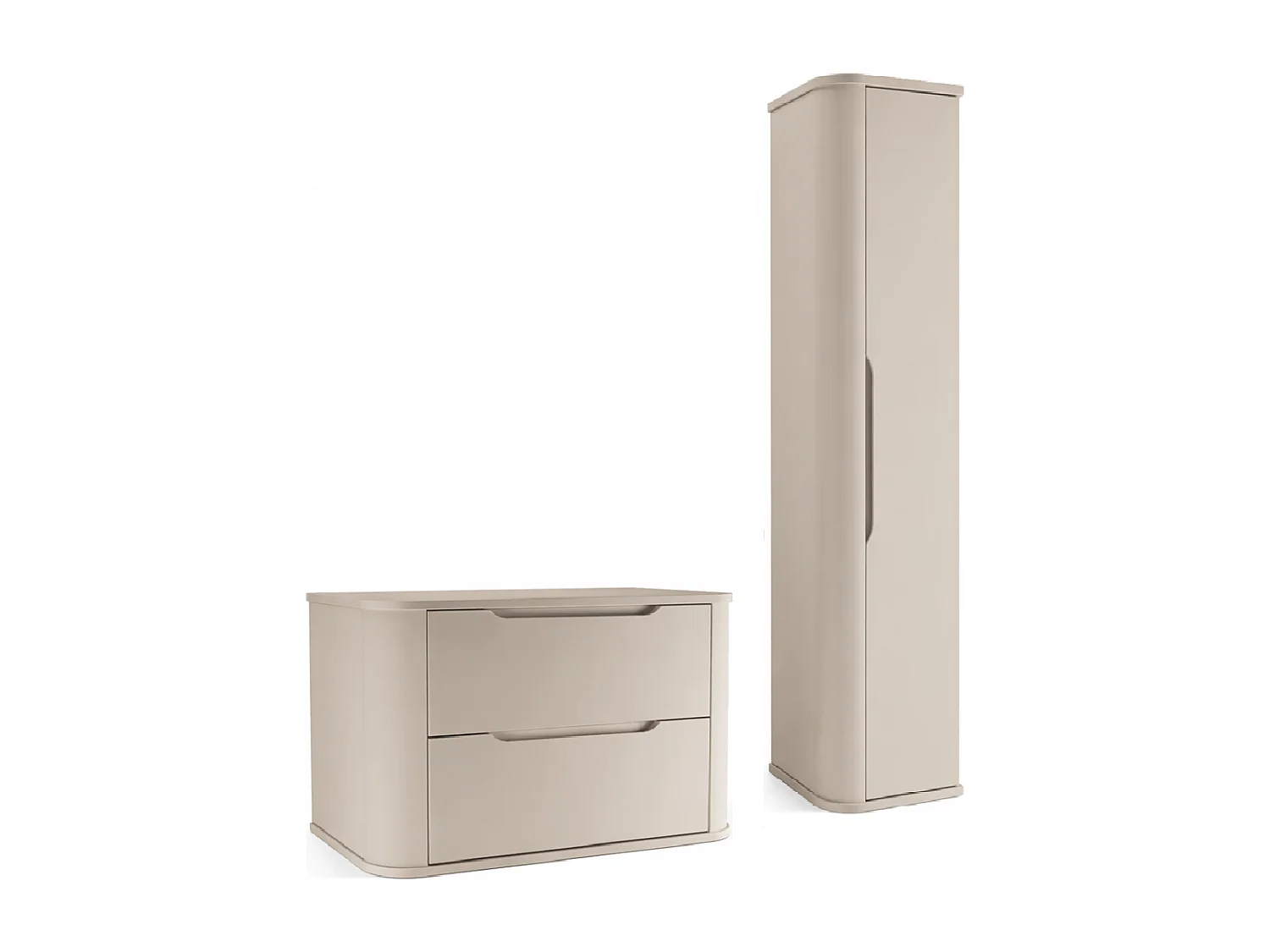 Set da bagno in cashmere 80 cm Mobile con ripiano Colonna Lati arrotondati e ripiano