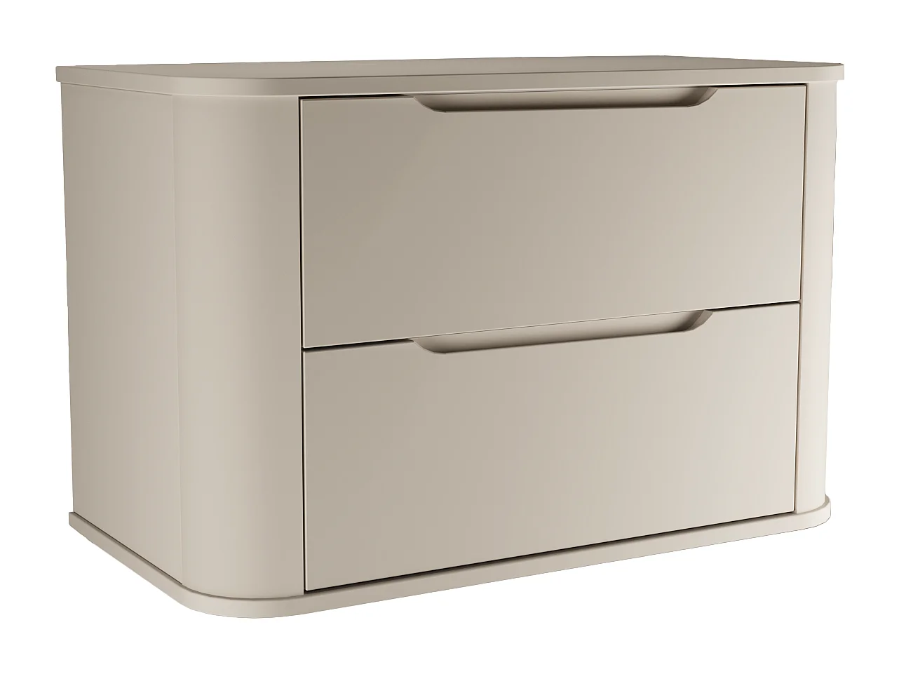 Set da bagno in cashmere 80 cm Mobile con ripiano Colonna Lati arrotondati e ripiano