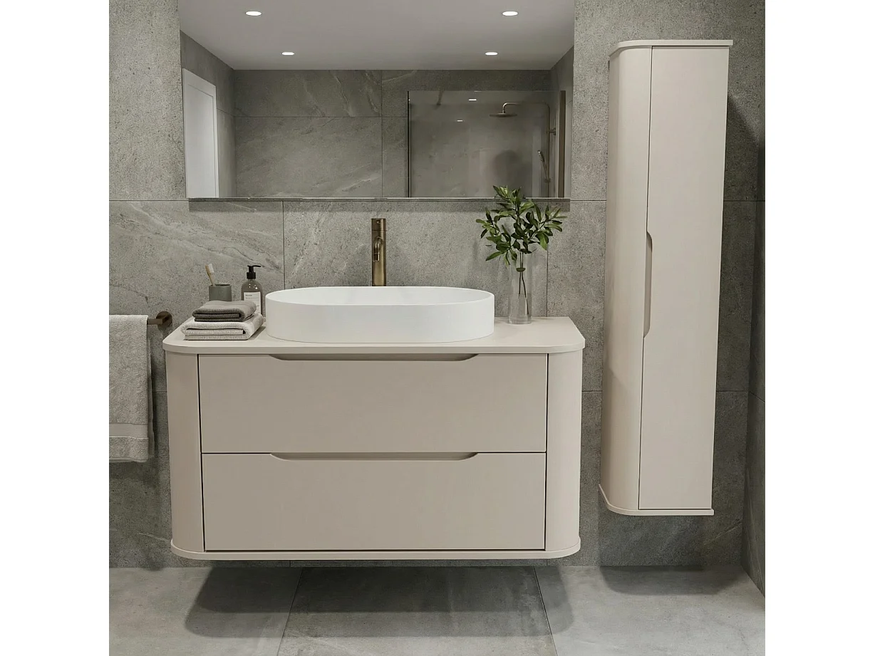 Armadio da bagno in cashmere Colonna alta Lati arrotondati e piano