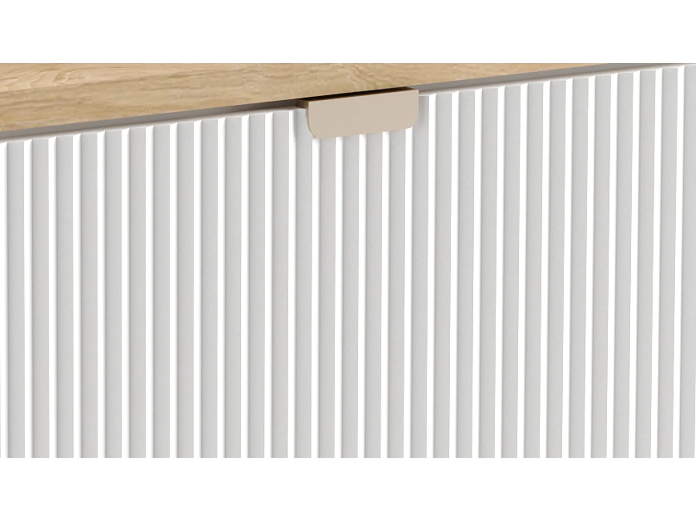 Armoire avec lavabo 60 cm Façades rainurées Blanc / Noyer